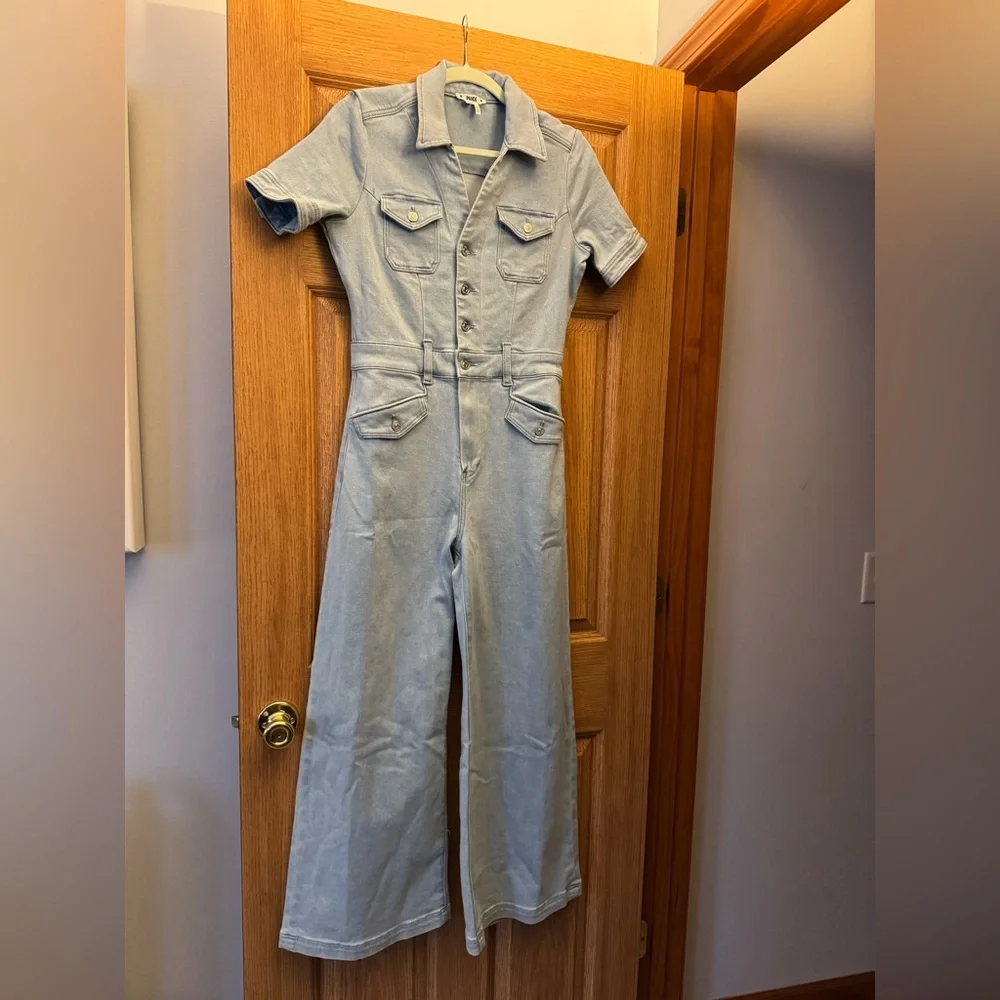 NWOT PAIGE Light Blue Denim Overalls size 4 - Picture 2 of 3